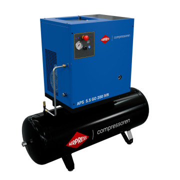Compresseur à vis APS 5,5 GO 200 Combi IVR 5,5 CV/4 kW 10 bar 498 l/min 200 L Compresseur à vis APS 5,5 GO 200 Combi IVR 5,5 CV/4 kW 10 bar 498 l/min 200 L