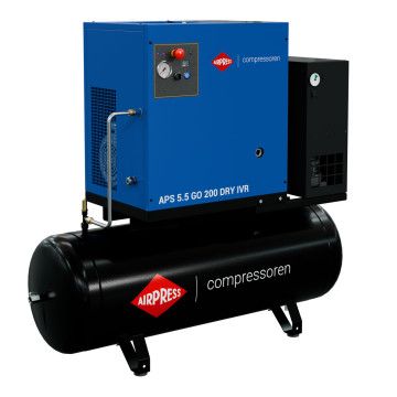 Compresseur à vis APS 5,5 GO 200 Combi Dry IVR 5,5 CV/4 kW 10 bar 498 l/min 200 L