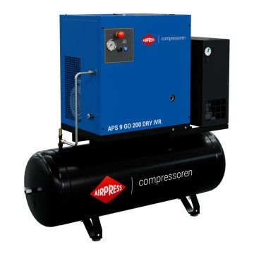 Compresseur à vis APS 9 GO 200 Combi Dry IVR 10 CV/7,5 kW 10 bar 848 l/min 200 L