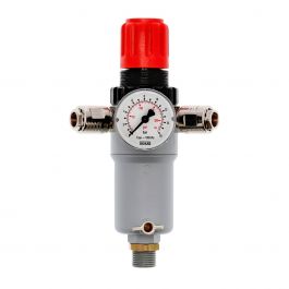 Regulateur de Pression d'air Filtre à air Compresseur avec manomètre, BSP  1/2 d'air Filtre de piège à eau Séparateur d'humidité Régulateur de  pression avec raccord de montage Dispositif de régulation : 